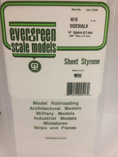 Evergreen Styrene 1/4 Sidewalk
