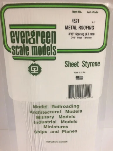 Evergreen Styrene Seam Roofing, 3/16 SP