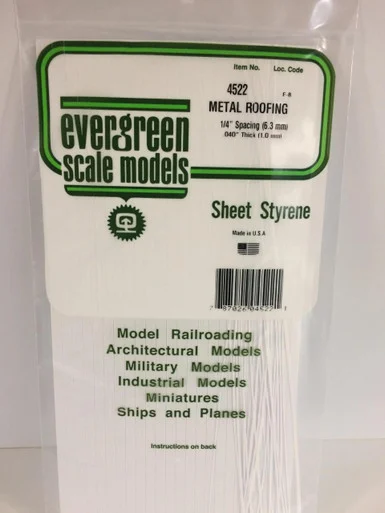 Evergreen Styrene Seam Roofing, 1/4 SP