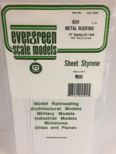 Evergreen Styrene Seam Roofing, 1/2 SP