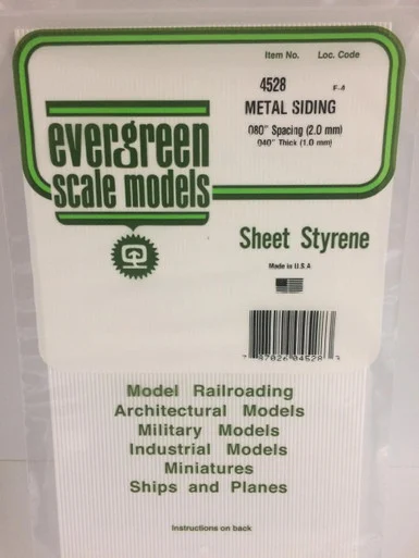 Evergreen Styrene Metal Siding, .080 SP