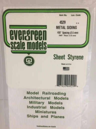 Evergreen Styrene Metal Siding, .100 SP