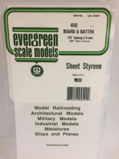 Evergreen Styrene Board & Batten, .075 SP