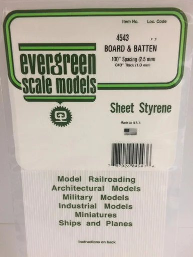 Evergreen Styrene Board & Batten, .100 SP