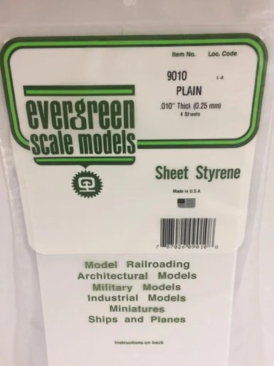 Evergreen Styrene 6" x 12" White .010 (4)