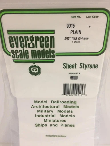 Evergreen Styrene 6" x 12" White .015 (3)