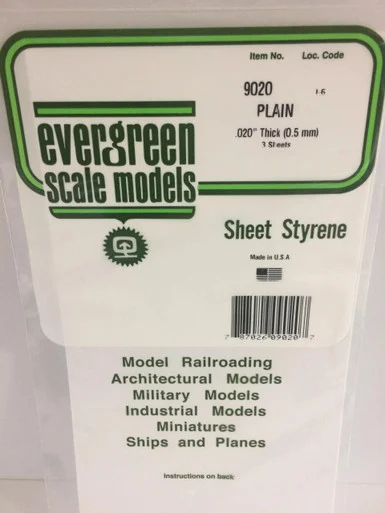 Evergreen Styrene 6" x 12" White .020 (3)
