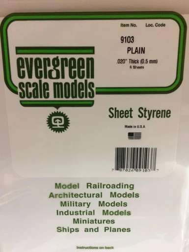 Evergreen Styrene 8" x 21" White .020 (6)
