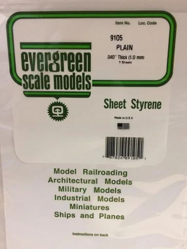 Evergreen Styrene 8" x 21" White .040 (3)