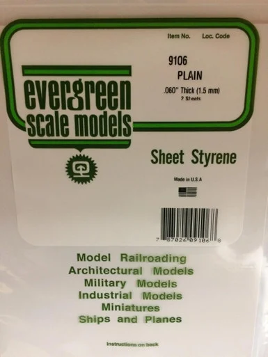 Evergreen Styrene 8" x 21" White .060 (2)