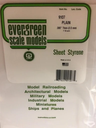 Evergreen Styrene 8" x 21" White .080 (2)