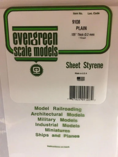 Evergreen Styrene 8" x 21" White .125 (1)
