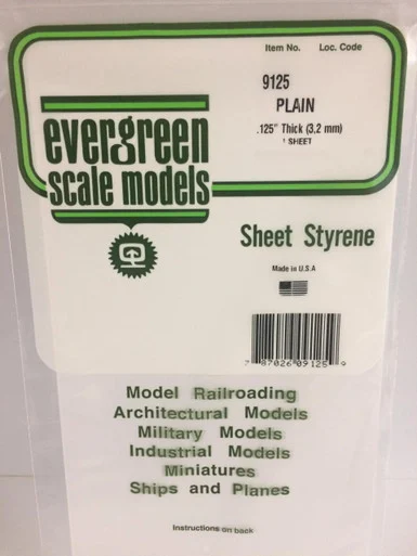 Evergreen Styrene 6" X 12" White .125 (1)