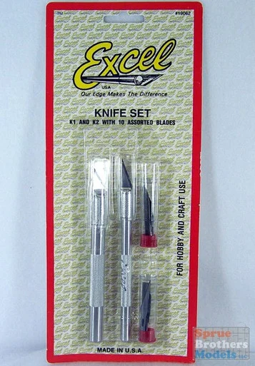 EXL19062 Excel Basic Knife Set with K1, K2 Handles & 10 Blades #19062