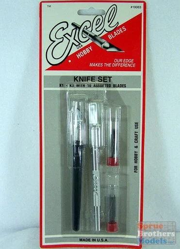 EXL19063 Excel Light Duty Knife Set with K1, K3 Handles & 10 Blades #19063