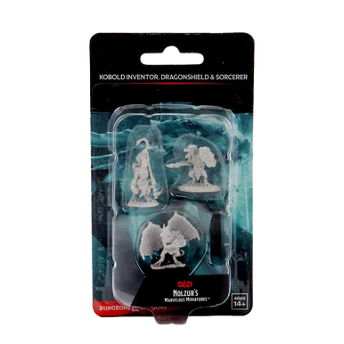 Wizkids 90064 Dungeons & Dragons Nolzur`s Marvelous Unpainted Miniatures: Kobold Inventor, Dragonshield & Sorcerer