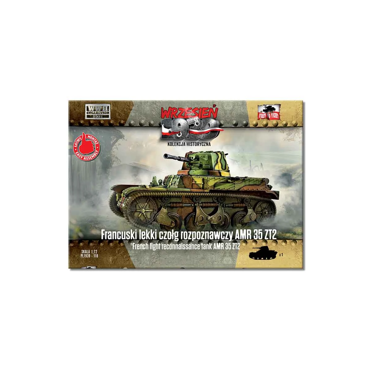 AMR 35 ZT2 French light reconnaissance tank Attention!!! The booklet is in Polish and English. - First To Fight Kits