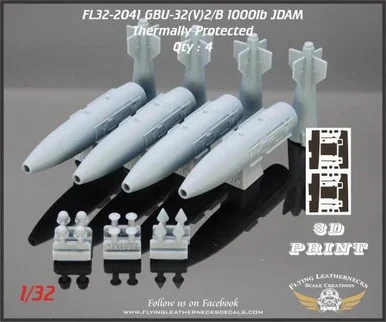 1/32 Flying Leathernecks GBU-32(V)2/B 1000lb JDAM, thermally protected (4)