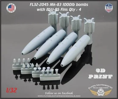 1/32 Flying Leathernecks Mk-83 1000lb Bombs with BSU-85 Fins (4)