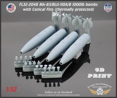 1/32 Flying Leathernecks Mk-83 / BLU-110 1000lb TP Bombs with Conical Fins (4)