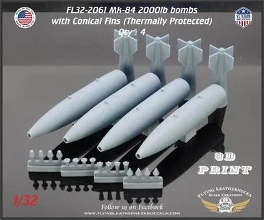 1/32 Flying Leathernecks Mk-84 2000lb Bombs with Conical Fins - thermally protected (4)