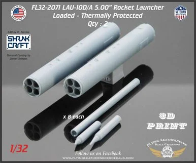 1/32 Flying Leathernecks LAU-10D/A 5.00 Rocket Launcher (with rockets/warheads), thermally protected (2)