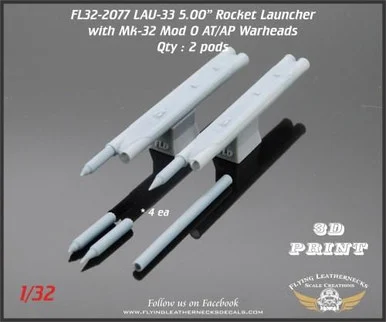 1/32 Flying Leathernecks LAU-33 5.00Dual Rocket Launch1::r (with rockets/warheads) Set of 2