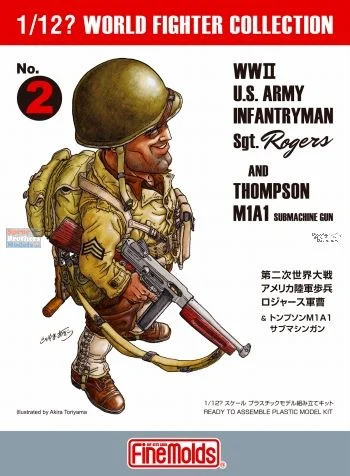 FNMFT002 1:12 Fine Molds WW2 US Army Infantryman 'Sgt Rogers' & Thompson M1A1 SMG