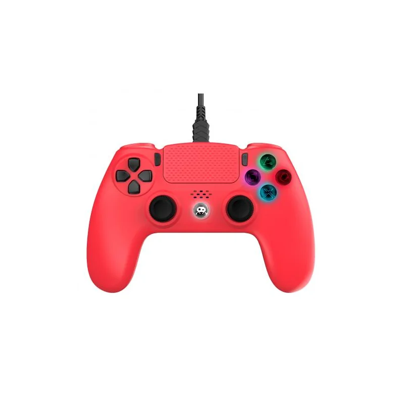 Red Wired Controller for PS4 with 3M Cable with Jack Socket Gamepad - Freaks and Geeks