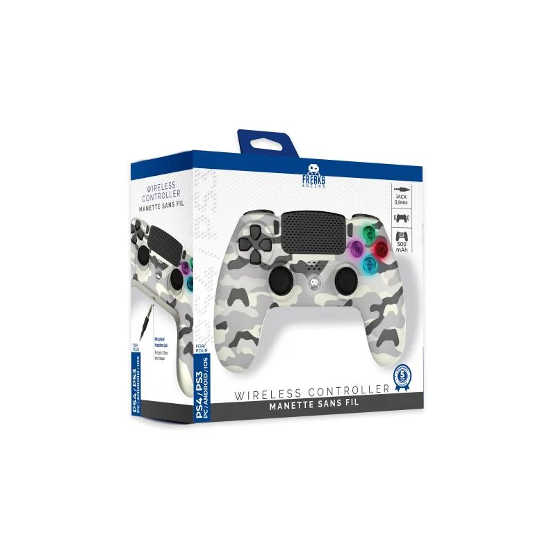 Wireless Controller for PS4 with Headphone Jack and Illuminated Buttons-White Camo