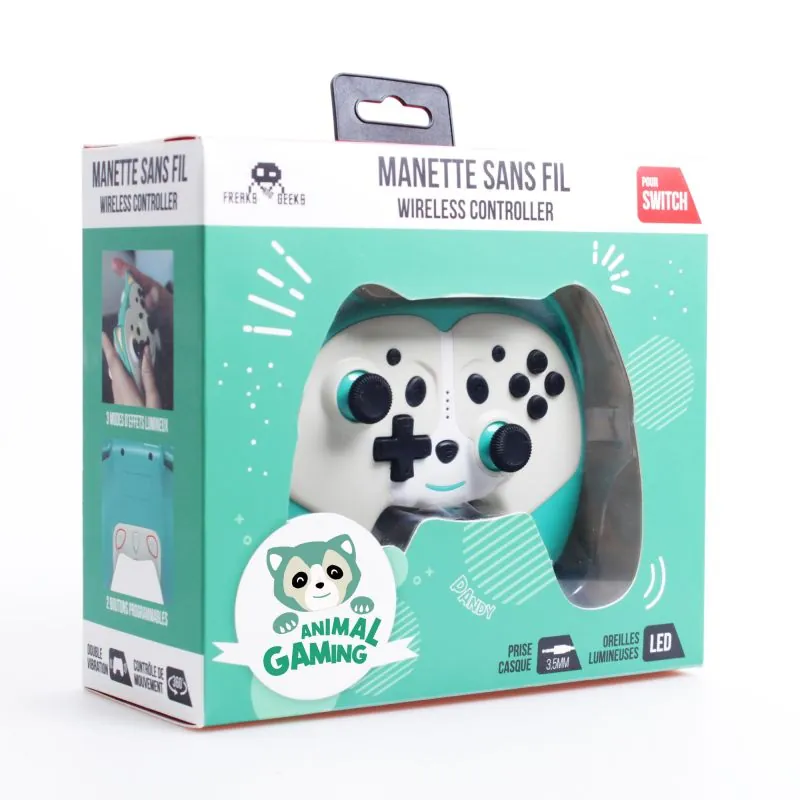 Switch - Pandy Wireless Animal Controller child size with paddles and LED - Green Gamepad