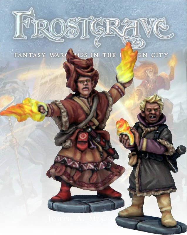 Frostgrave Elementalist & Apprentice, 28 mm Scale Model Metal Figures - North Star Military Figures