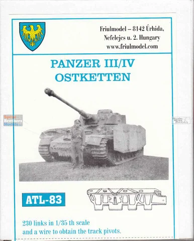 FRUATL083 1:35 Friulmodel Track Link Set - Panzer III / IV Ostketten (230 Links)