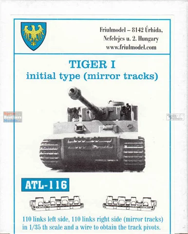 FRUATL116 1:35 Friulmodel Track Link Set - Tiger I Initial Type (Mirror Track)
