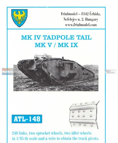 FRUATL148 1:35 Friulmodel Track Link Set - Mk IV Tadpole Tail Mk V / Mk IX