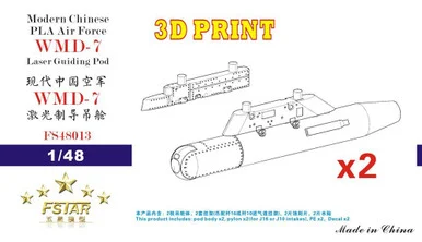 1/48 Five Star Modern Chinese PLA Air Force WMD-7 Laser Guiding Pod with Pylons (2 pcs) 3D Printing