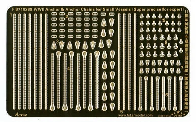 1/700 Five Star Models WWII Anchor & Anchor Chains for Small Vessels