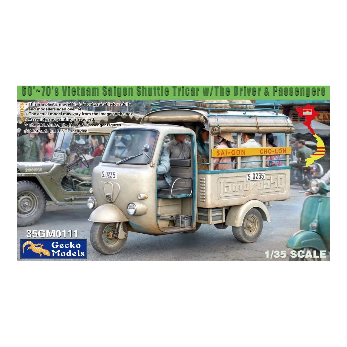 Saigon shuttle motor-tricycle 60's - 70's Model kit