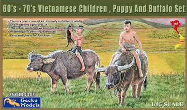 1/35 Gecko Models Vietnamese Children Puppy & Buffalo Set