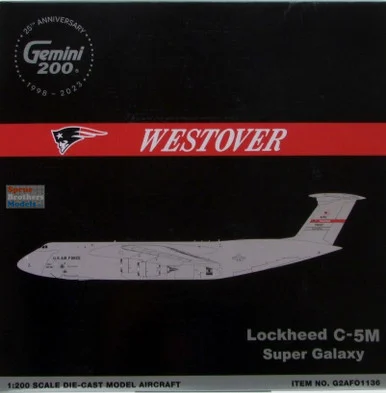 GEMG21136 1:200 Gemini Jets C-5M Galaxy #87-0037 'Westover AFB' (pre-painted/pre-built)