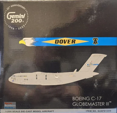 GEMG21309 1:200 Gemini Jets Boeing C-17 Globemaster III Reg No: 06-6168 Dover AFB (pre-painted/pre-built)