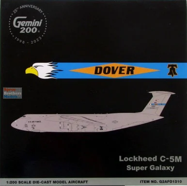 GEMG21310 1:200 Gemini Jets C-5M Galaxy #85-0007 'Dover AFB' (pre-painted/pre-built)