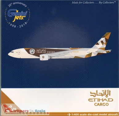 GEMGJ1812 1:400 Gemini Jets Eithad Cargo Boeing 777F Reg #A6-DDE "Year of Zayed" (pre-painted/pre-built)