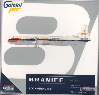 GEMGJ2090 1:400 Gemini Jets Braniff L-188 Electra Reg #N9709C (pre-painted/pre-built)