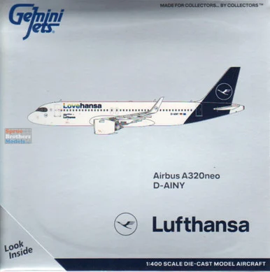 GEMGJ2168 1:400 Gemini Jets Lufthansa Airbus A320neo #D-AINY 'Lovehansa' (pre-painted/pre-built)