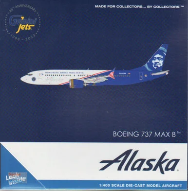 GEMGJ2258 1:400 Gemini Jets Alaska Airlines B737 Max 8 Reg #N806AK 'Honoring Those Who Serve' (pre-painted/pre-built)