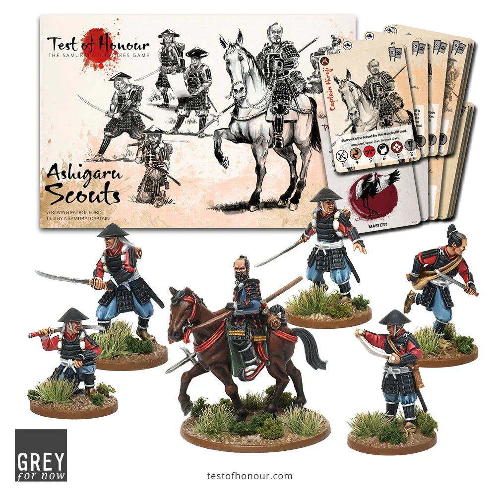 Test of Honour Ashigaru Scouts 28 mm Scale Metal Figures - Grey For Now Games