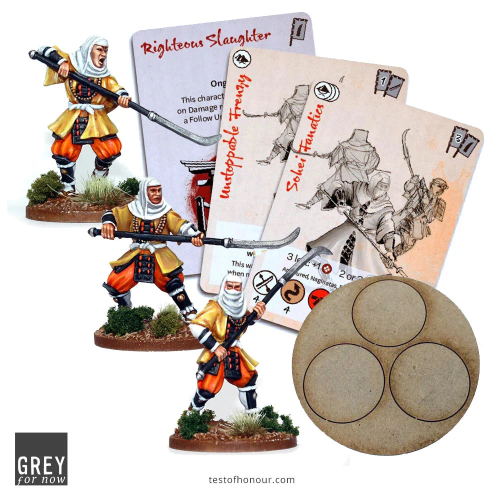 Test of Honour Sohei Fanatics 28 mm Scale Metal Figures - Grey For Now Games