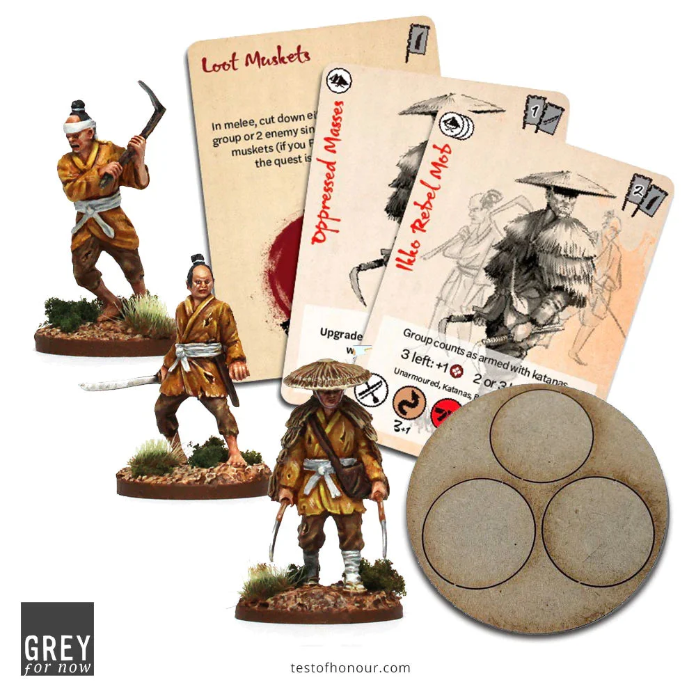 Test of Honour Ikko Rebel Mob 28 mm Scale Metal Figures - Grey For Now Games