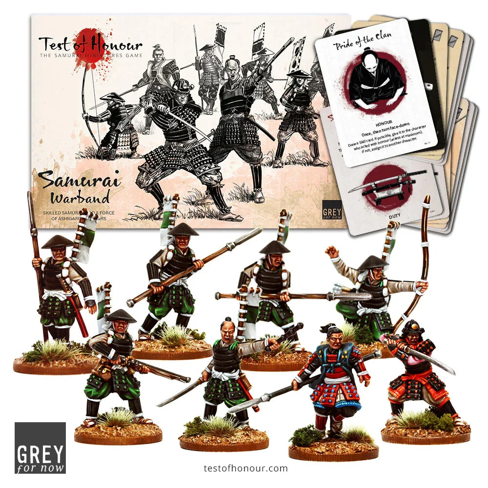 Test of Honour Samurai Warband, 28 mm Scale Metal Figures - Grey For Now Games